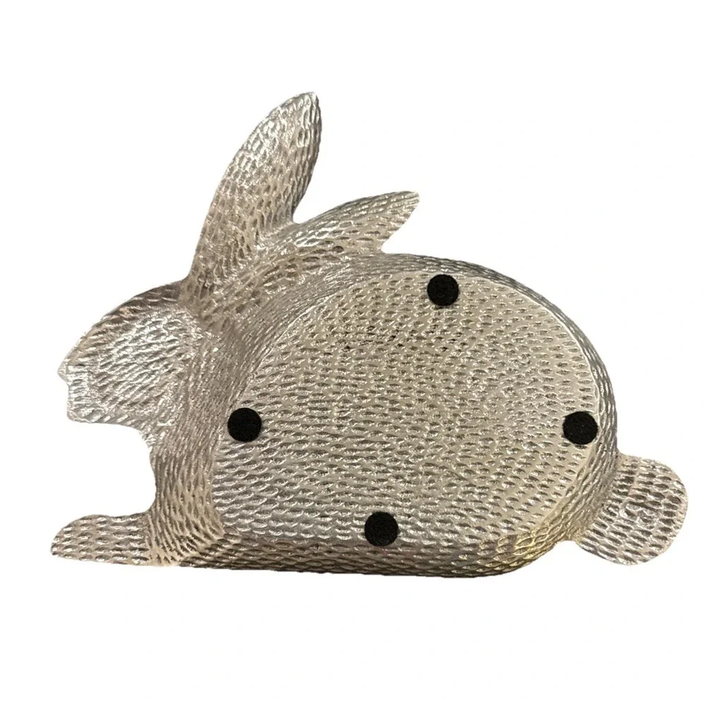 Bunny Rabbit Aluminum Metal Dish Tray Candy Plate Trinket‎ Set Of 2 Easter